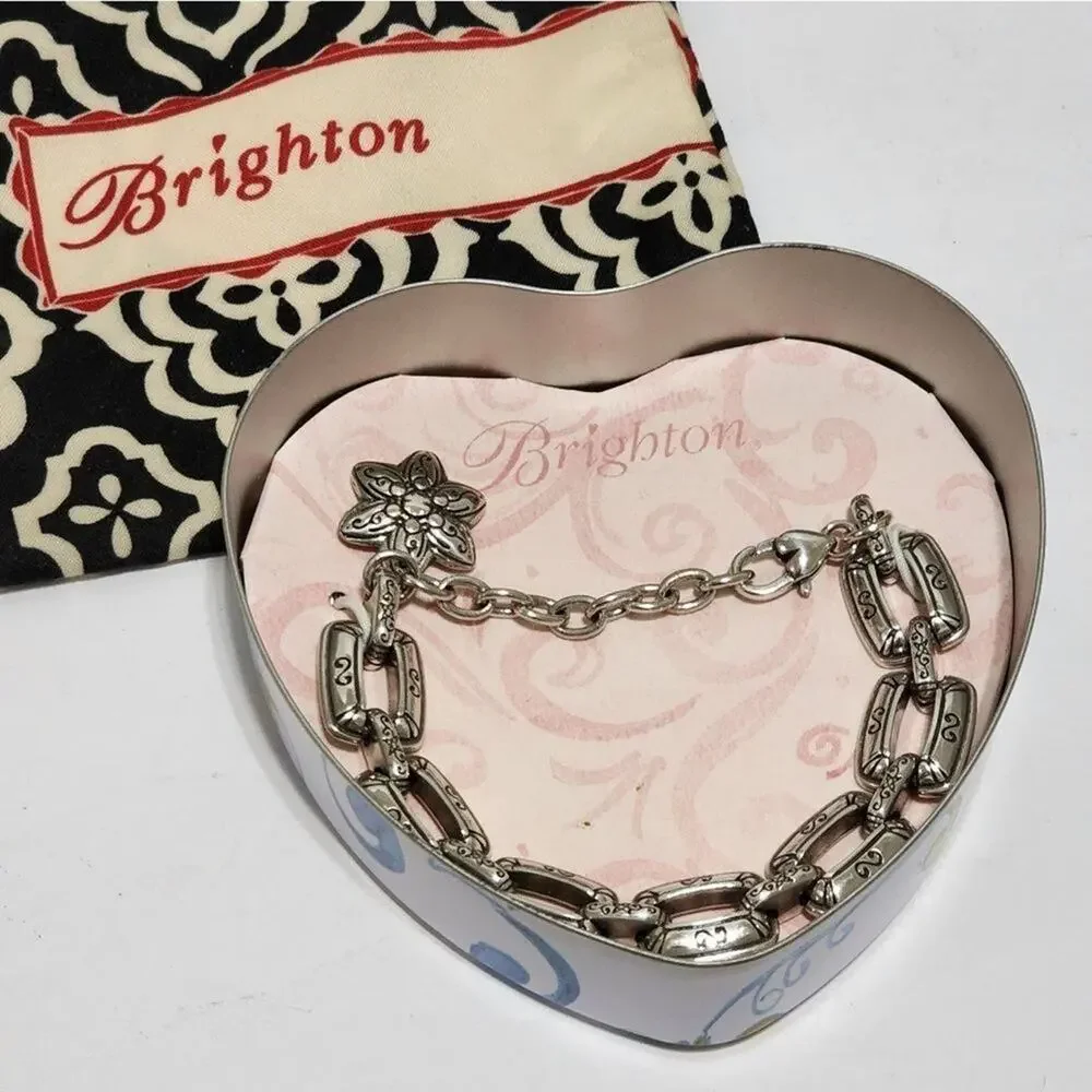 Brighton scrolled etched star charm‎ link bracelet new!!!